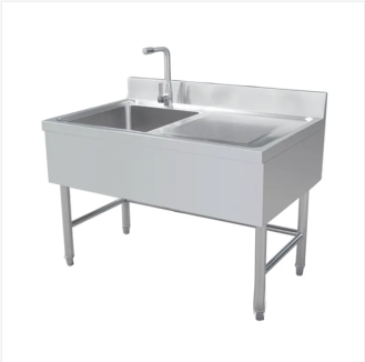 European-style single-bowl right-drain sink