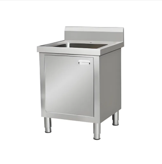 Cabinet type single sink washing and rinsing pool