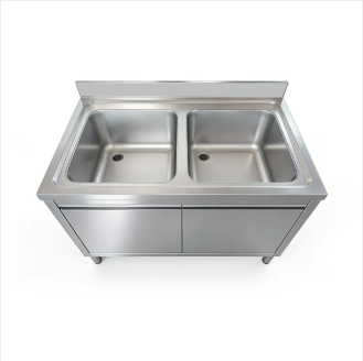 Double sink stainless steel basin