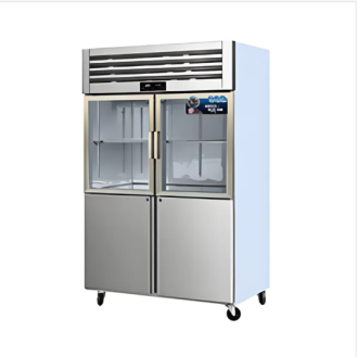 Four-door, upper refigerator and lower freezer