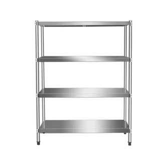 Stainless steel four-tier flat shelf (round legs)