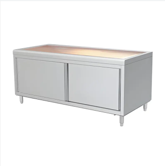 Sliding door facade and serving counter