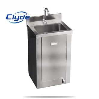 Foot operated wash hand sink