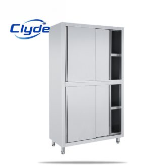 Kitchen stainless steel four door vertical storage cabinet