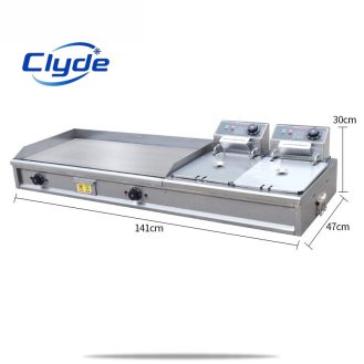 Versatile Electric Griddle with Two Fryer:Perfect for Home and Professional Kitchens