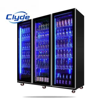 Top seller led display case refrigerator-Threes door