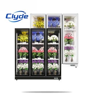 Black and white panoramic floral refrigerator display case bottom touch